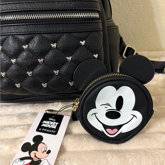 đź–¤ Loungefly Disney Minnie Mouse Quilted Studded Bow Mini Backpack + Coin Purse - Picture 3 of 8